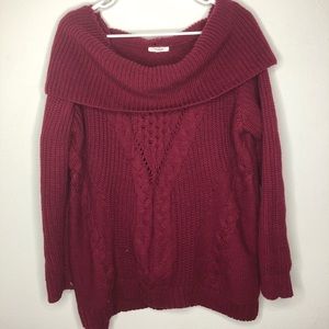 Maurice’s Maroon Cowl Neck Cable Knit Sweater
